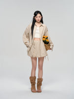 Khaki & Black Retro Check Shirt & Skirt Set