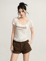 Letter U-Neck T-Shirt