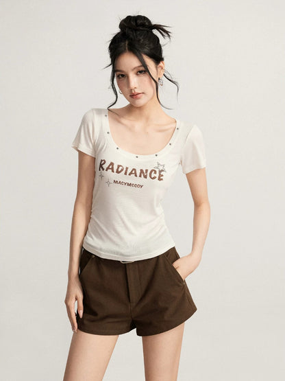 Letter U-Neck T-Shirt