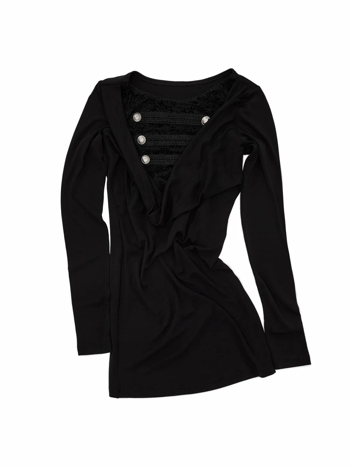 Lace Cowl Neck Knit Dress