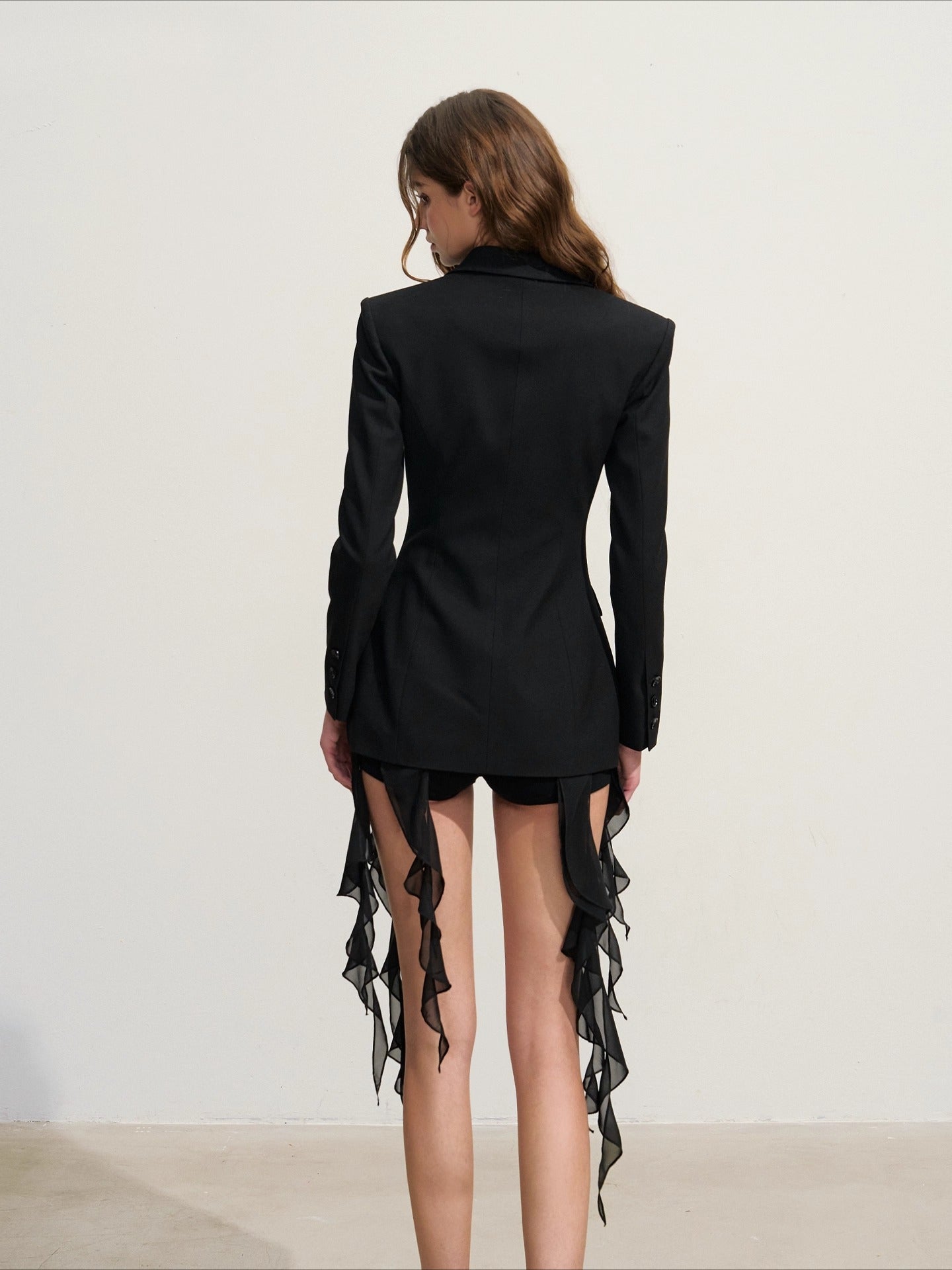 Black Hourglass Slim-Fit Blazer Coat