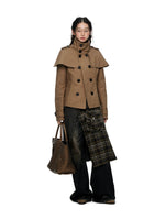 Plaid Panel Utility Midi Skirt