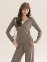 Lace Trim Hoodie Set
