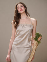Cosagach Pearl Satin Embroidered Camisole & Skirt Set