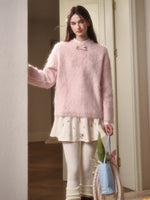 Little Lamb Alpaca-Cashmere Long Plush Crewneck