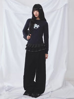 Navy Blue Butterfly Knit Top
