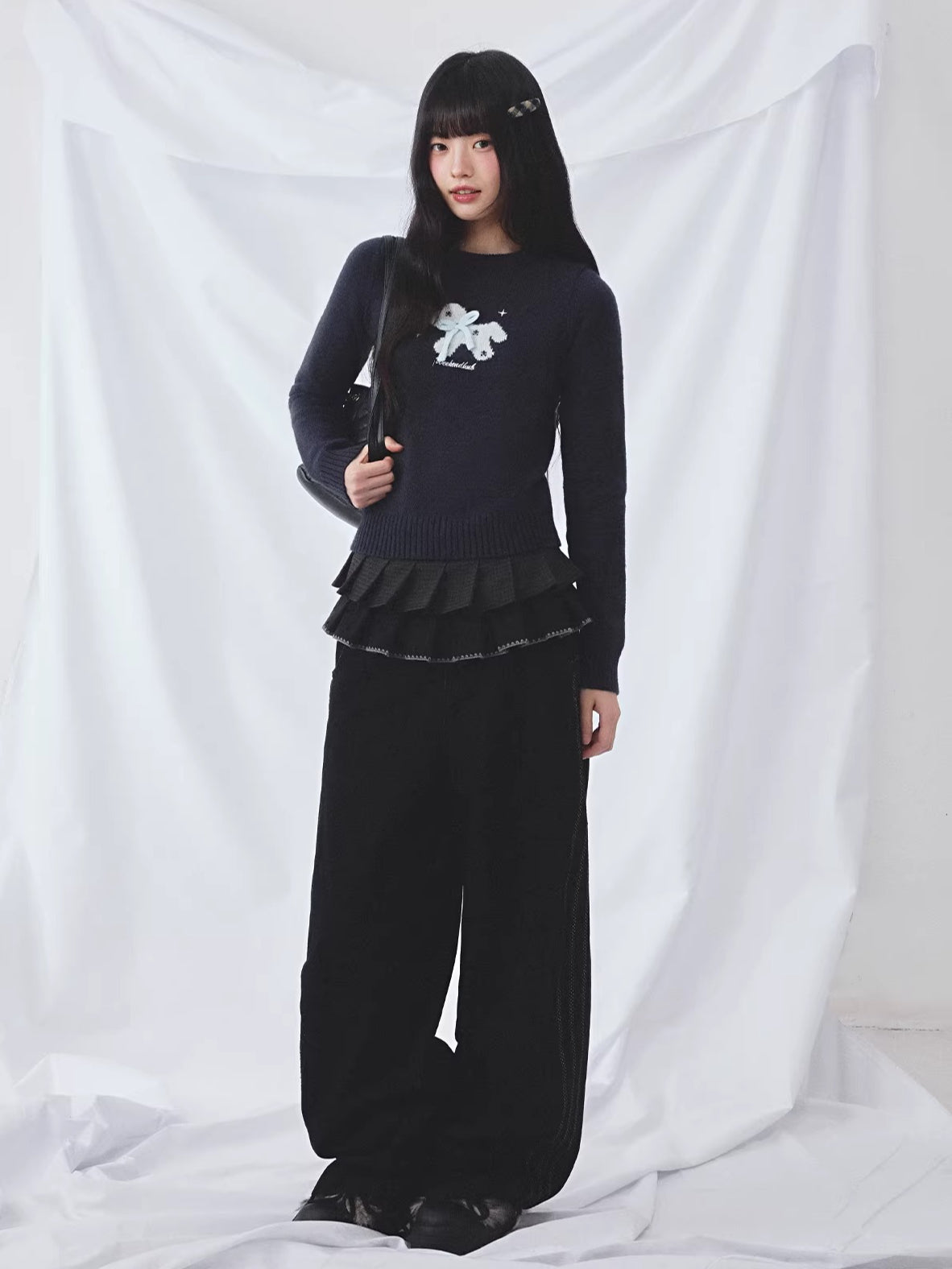 Navy Blue Butterfly Knit Top