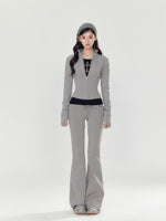 High Collar Slim Fit Sports Hoodie & Pant Set