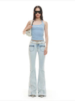 Blue Braided Flare Jeans