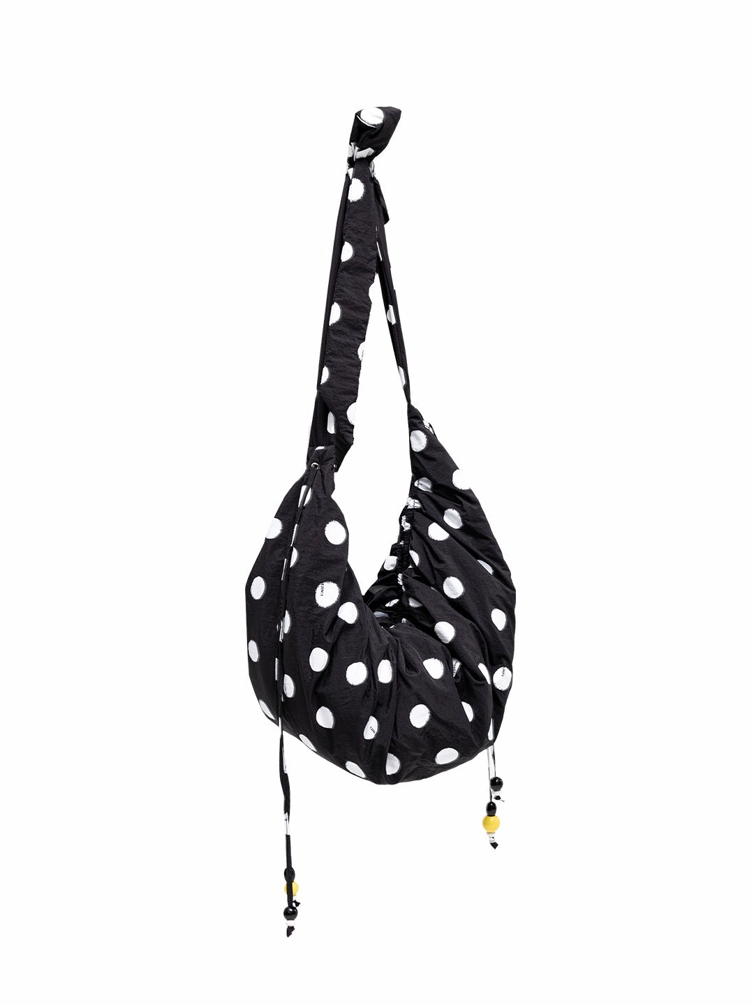 Polka Dot Ruched Dumpling Shoulder Bag