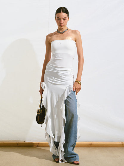 Asymmetrical Ruffle Bandeau Dress