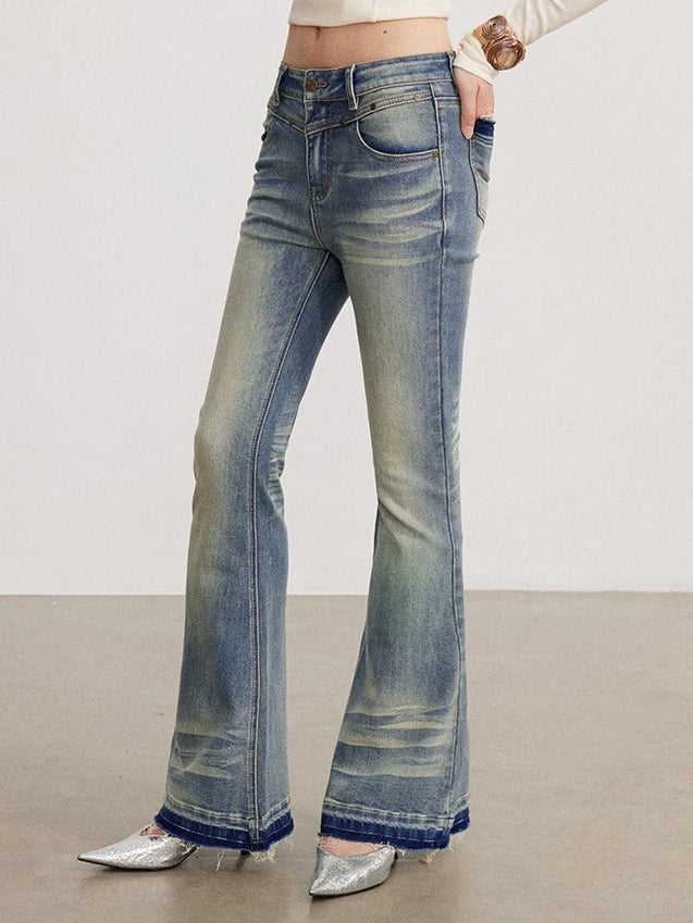 Blue Washed Flare Jeans