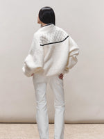 Toggle Trim Diamond-Stitch Wool Coat