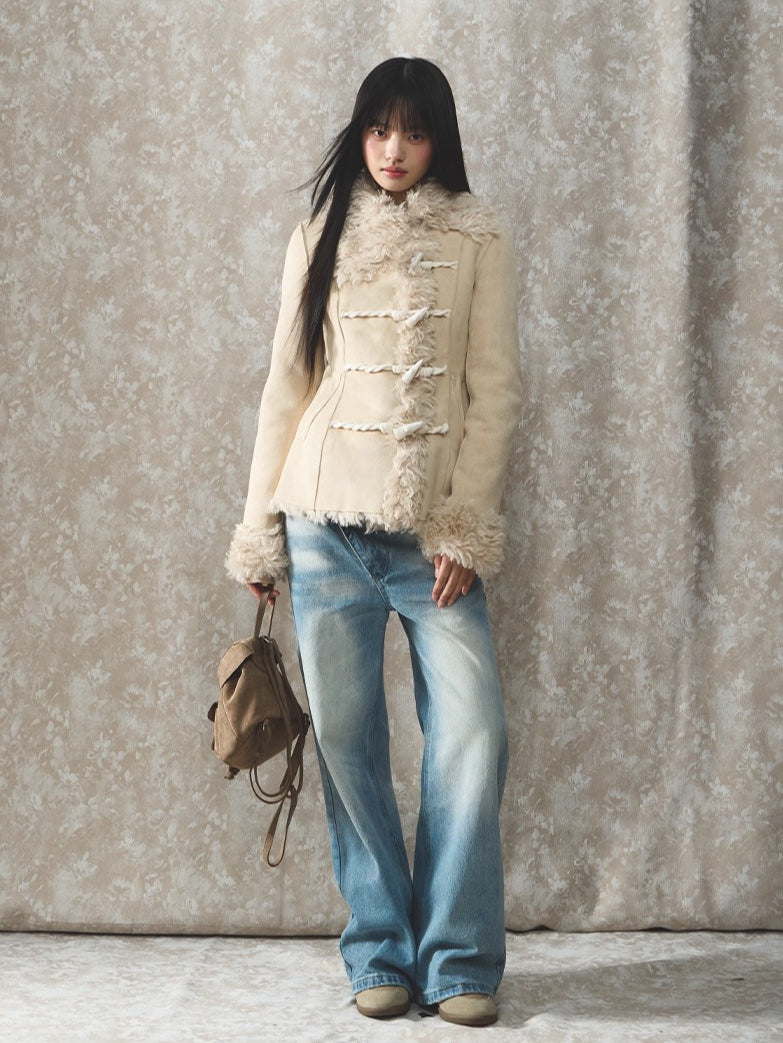 Faux Shearling Toggle Coat