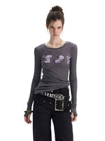 Puppy Print Layered Knit Top