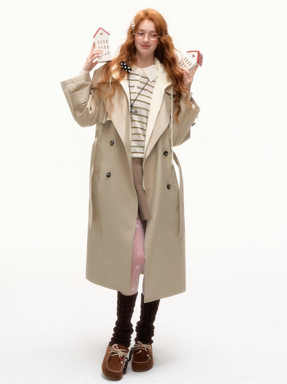 Khaki Hooded Trench Coat