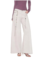 Wave Embroidered Wide-Leg Pants