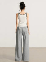 Gray & Beige Distressed Wide-Leg Pants