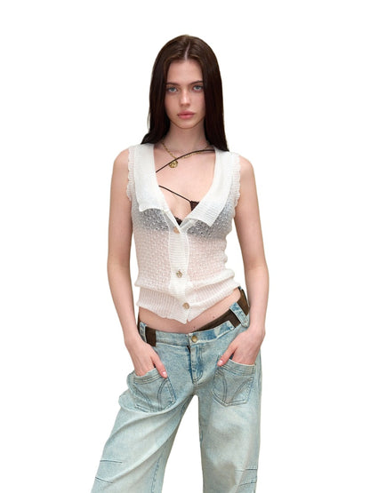 Openwork Alpaca Knit Top