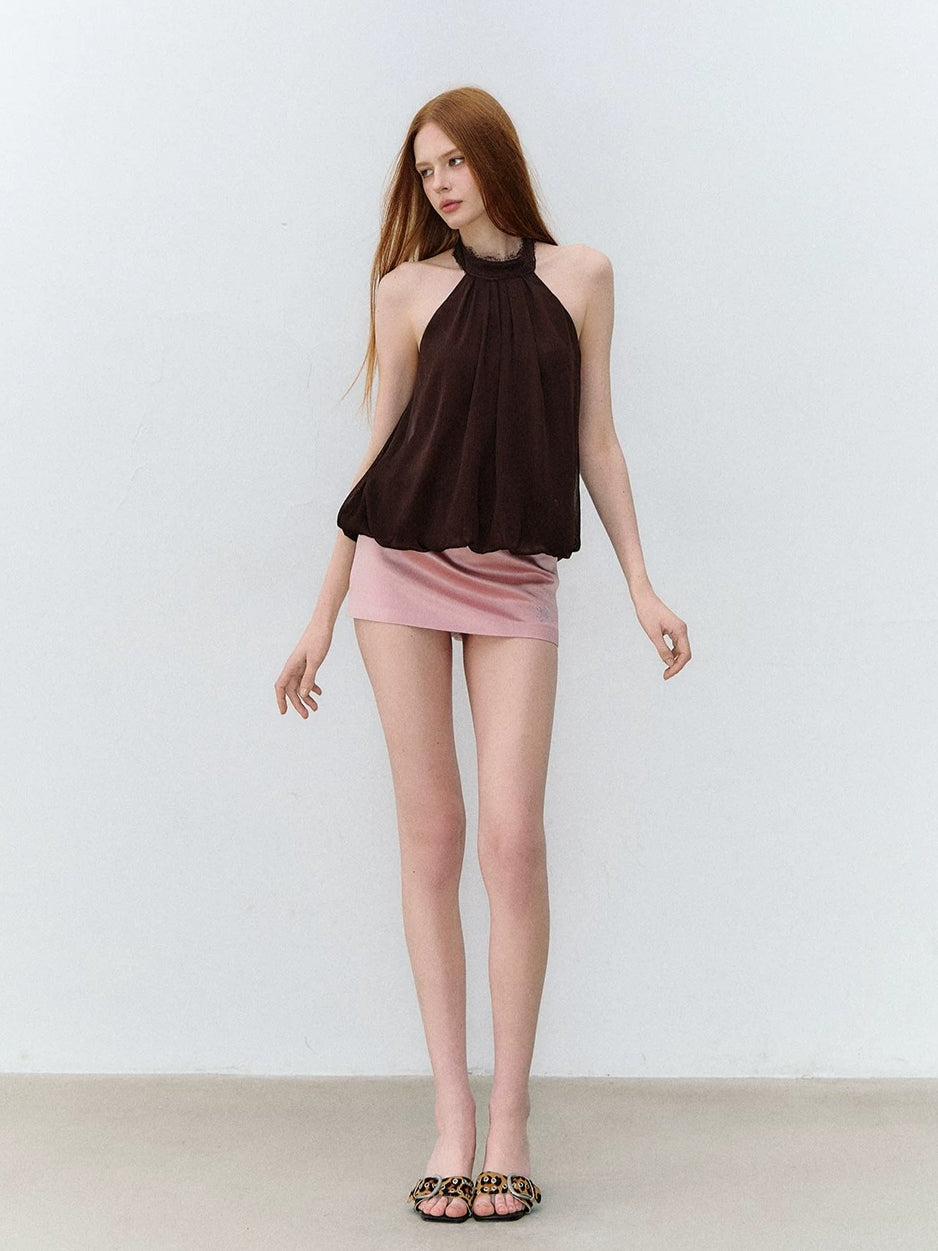Pleated Halter Chiffon Top