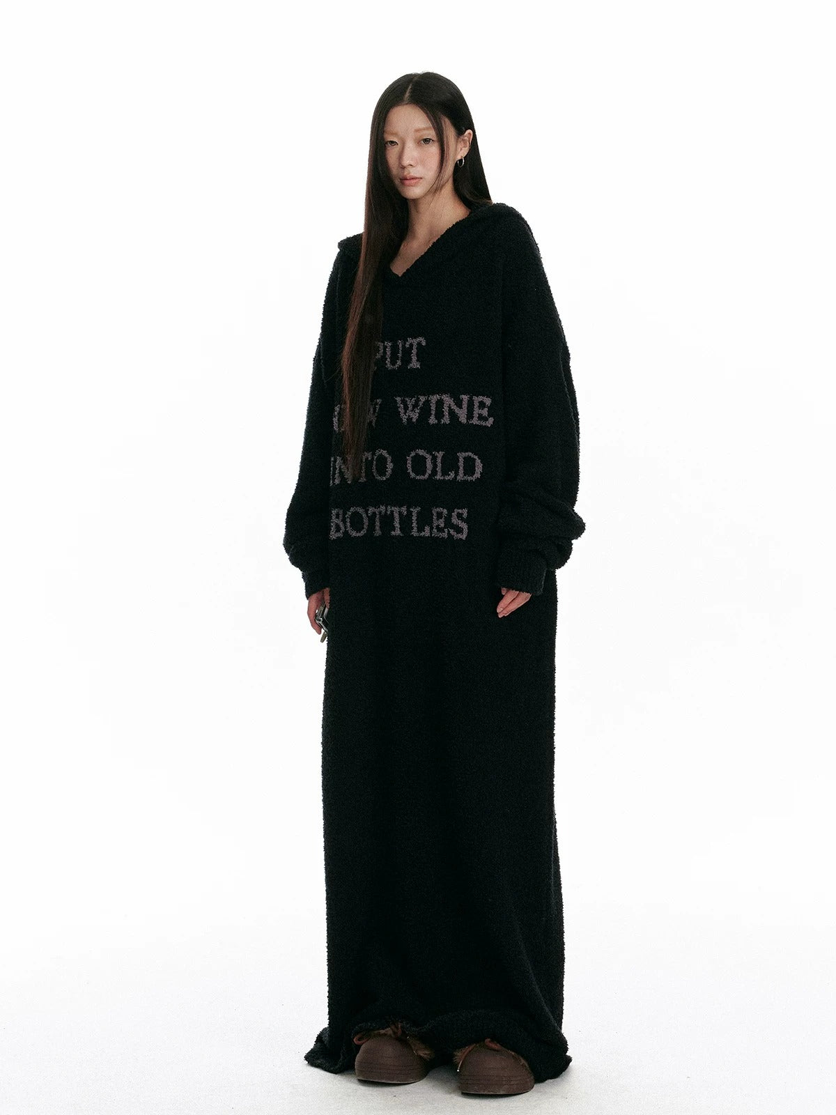 Korean Hooded Velvet Knit Dress