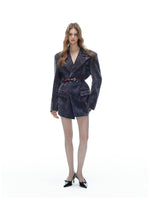 Velvet-Like Waist-Cinching Blazer