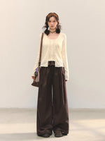 Brown & Black Fold-Waist Balloon Pants