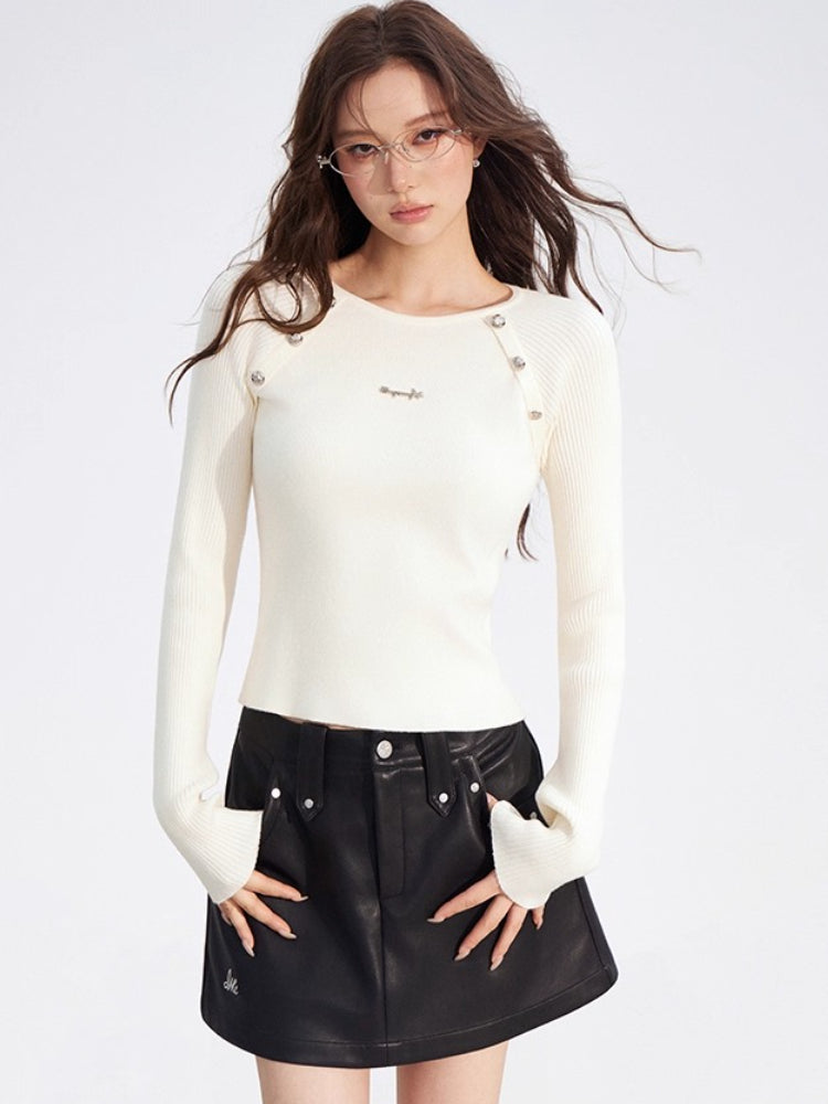 Black &amp; Beige Faux Layered Knit