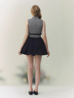 Black Plaid Bow Puff Dress
