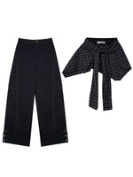 Detachable Plaid Cargo Wide Leg Pants
