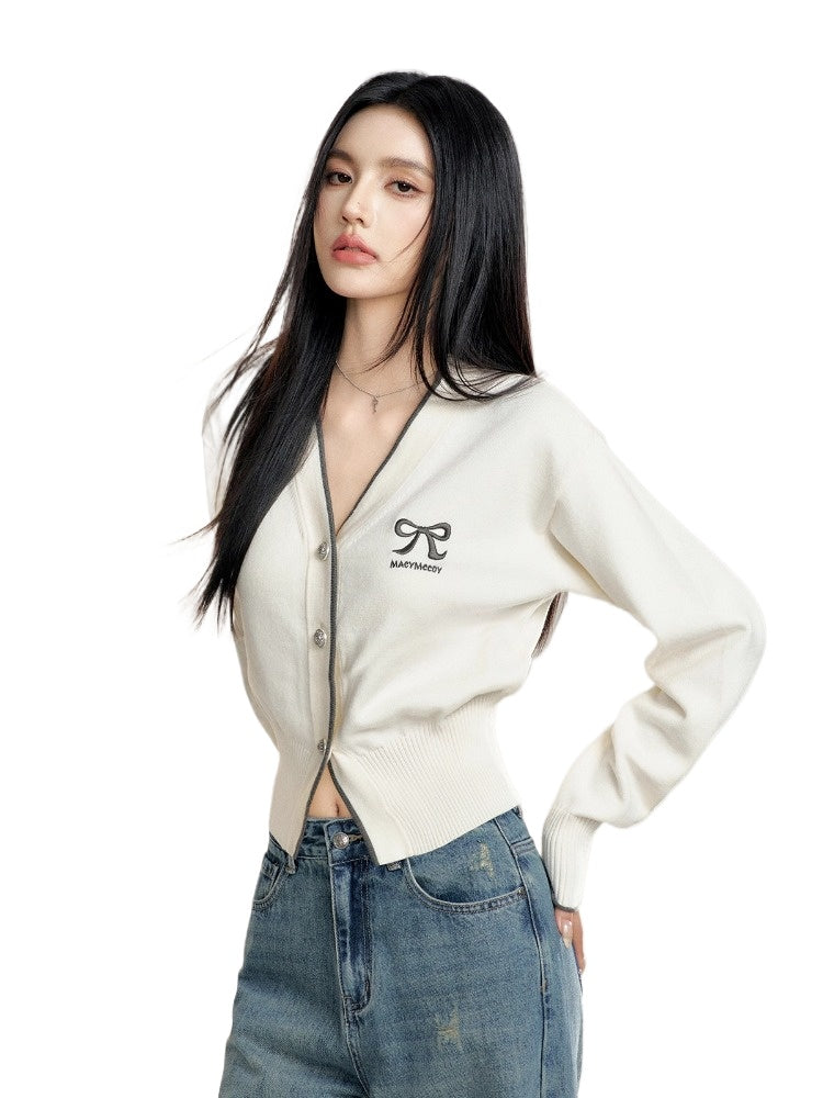Color-Blocked Butterfly Knot Knit Cardigan