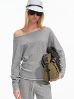 Off-Shoulder Sweatshirt & Flared Pants Set
