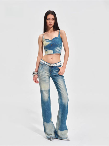 Equestrian Colorblock Straight Jeans