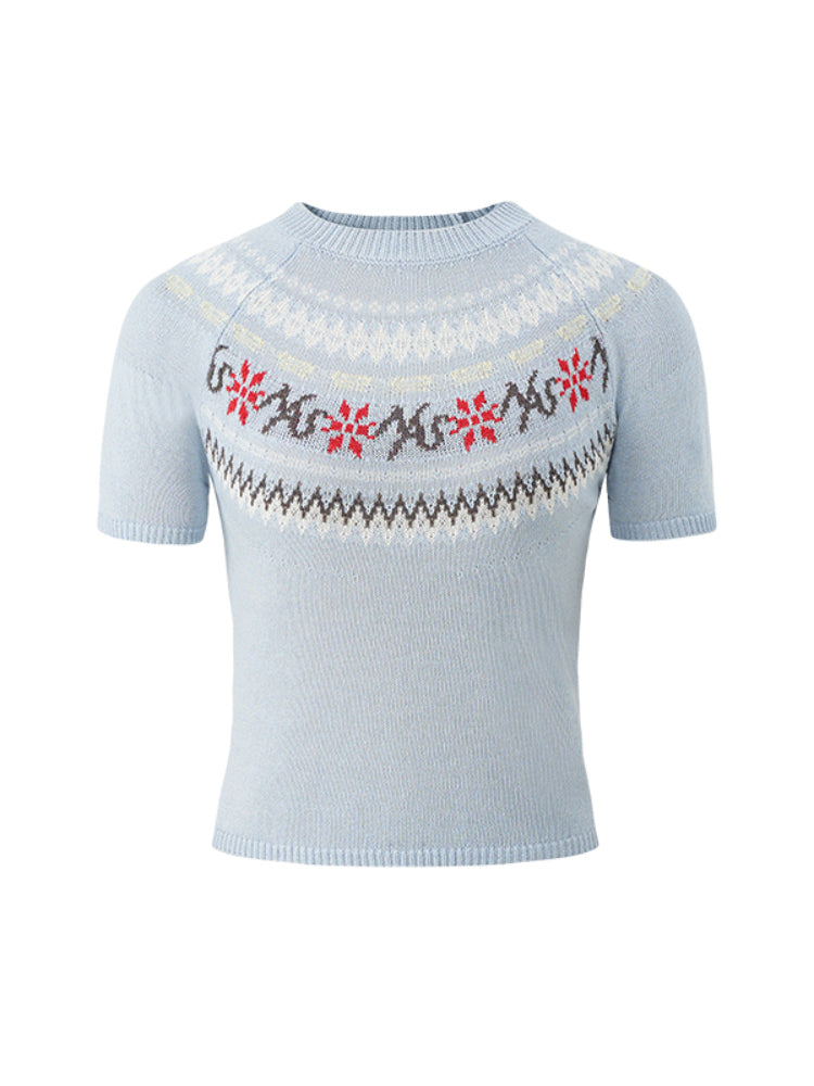 Fair Isle Jacquard Knit T-shirt