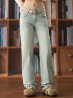Light Wash Lace Waist Jeans