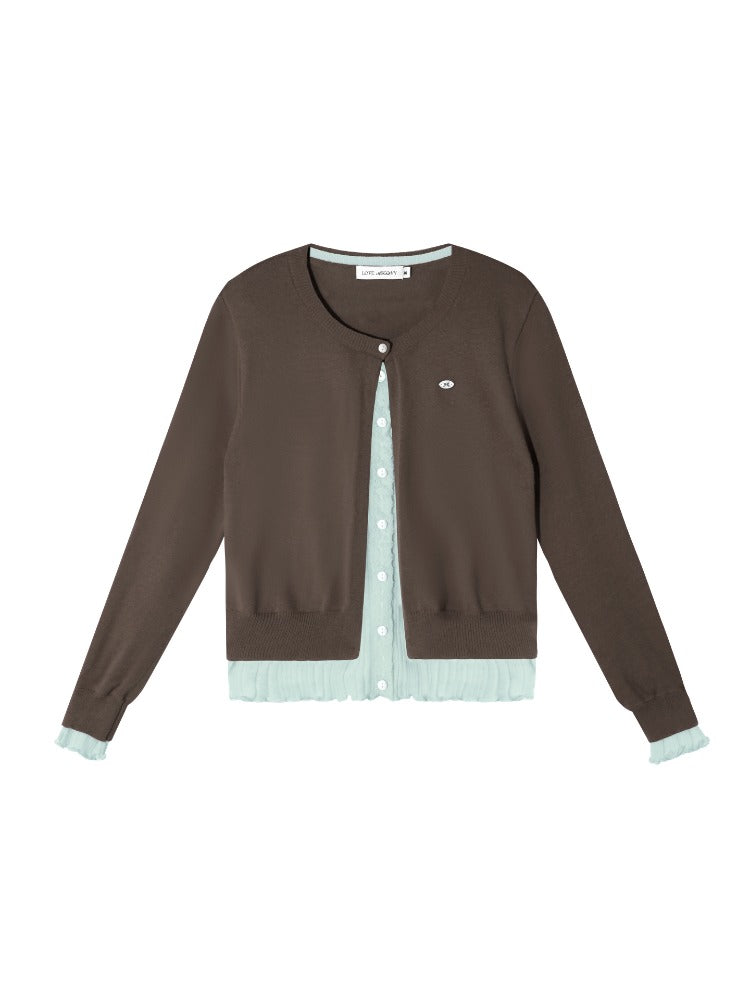 Contrast Layered Knit Cardigan