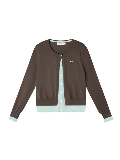 Contrast Layered Knit Cardigan