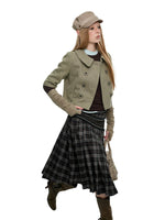 Vintage Double-Breasted Crop Jacket