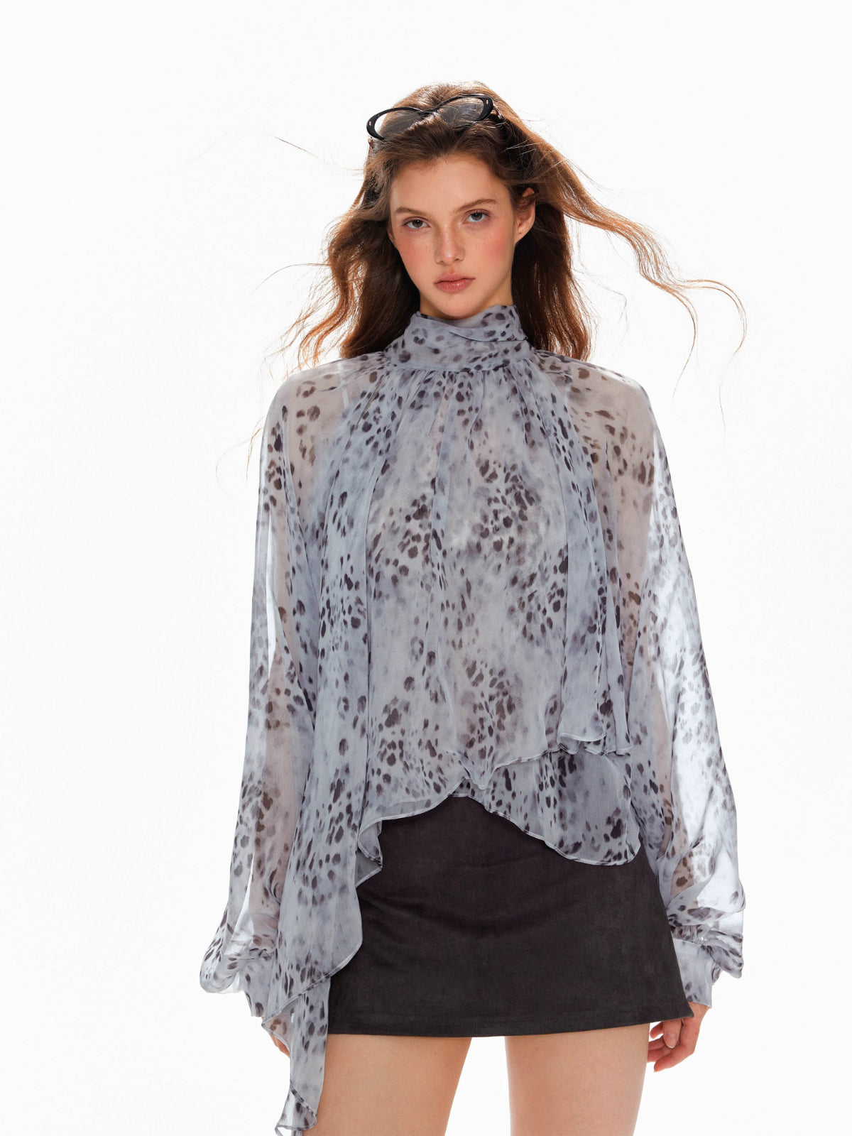 French Stand Collar Tencel Blouse