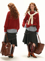 Relaxed Wool Blend Pocket Sweater