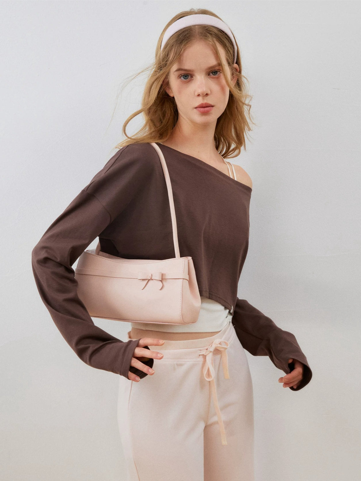 Off-Shoulder Cropped Sweatshirt Set