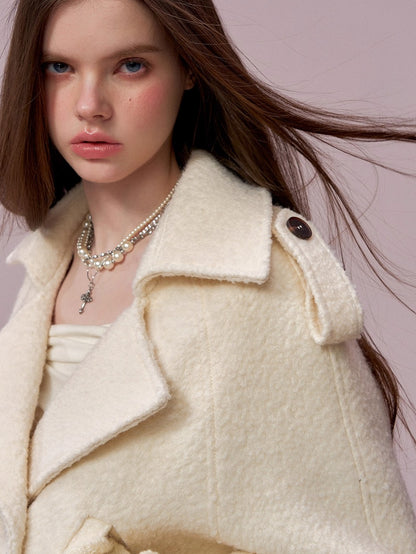 Wool-Blend Knit-Panel Jacket