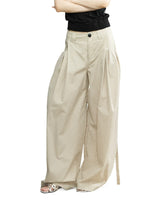 Beige Relaxed Wide Leg Pants