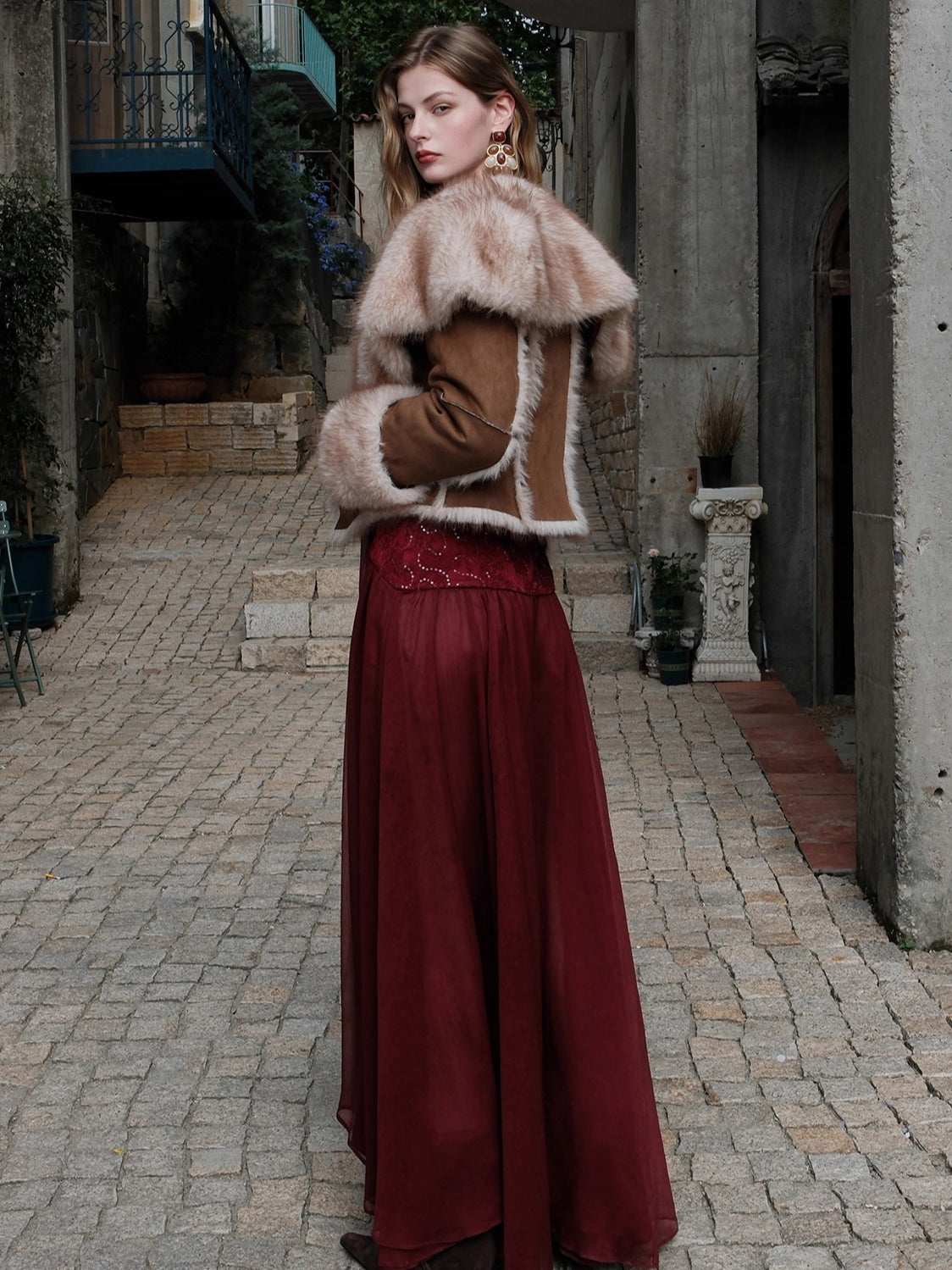 Mishka Faux Shearling Suede Cropped Jacket