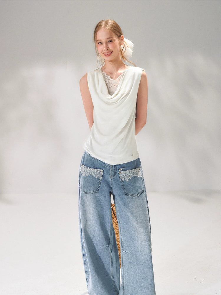 Lace Patch Knit Tank