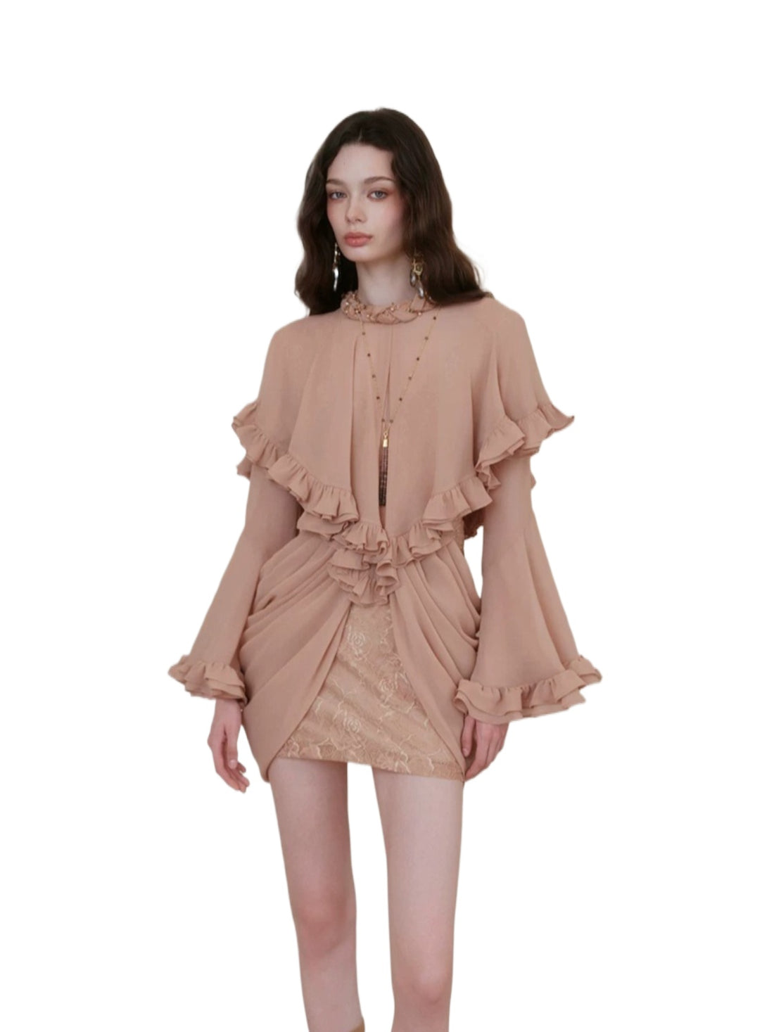 Twisted-Cord Cape Mini Dress