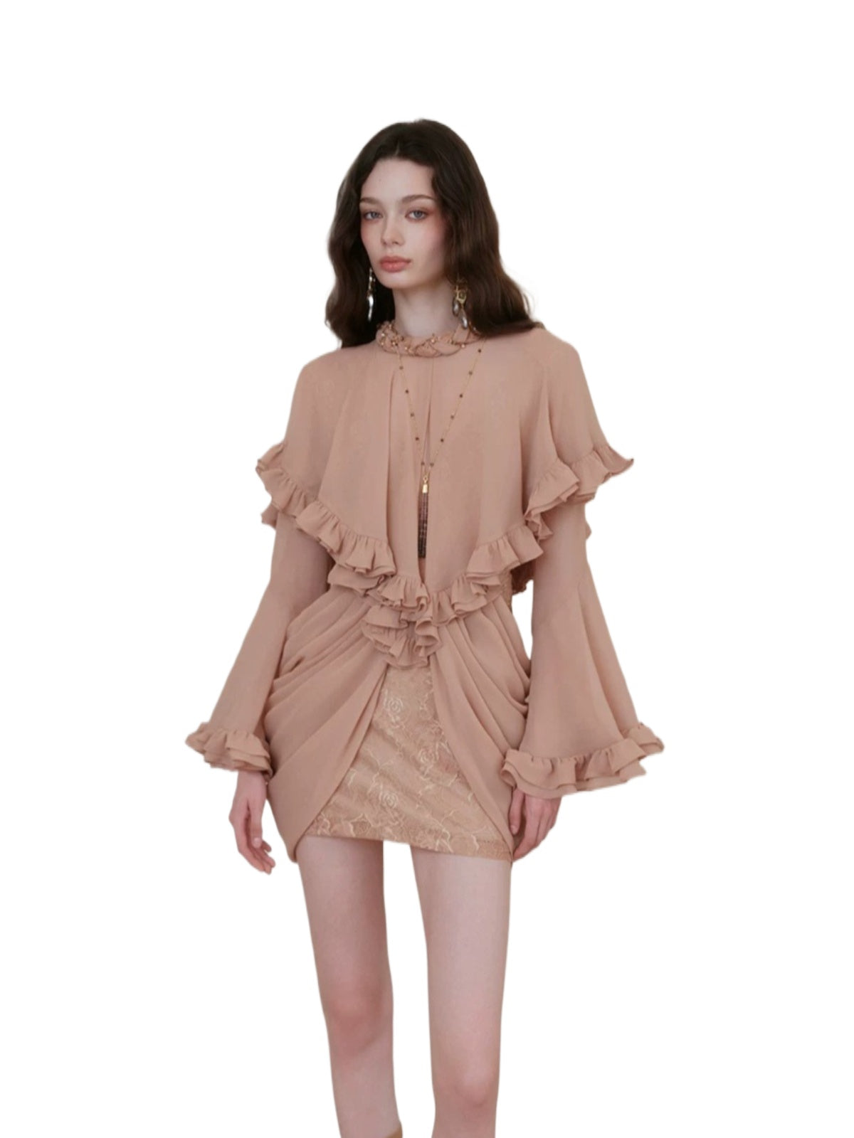 Twisted-Cord Cape Mini Dress