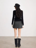 V-Neck Fake Two-piece Knit Top