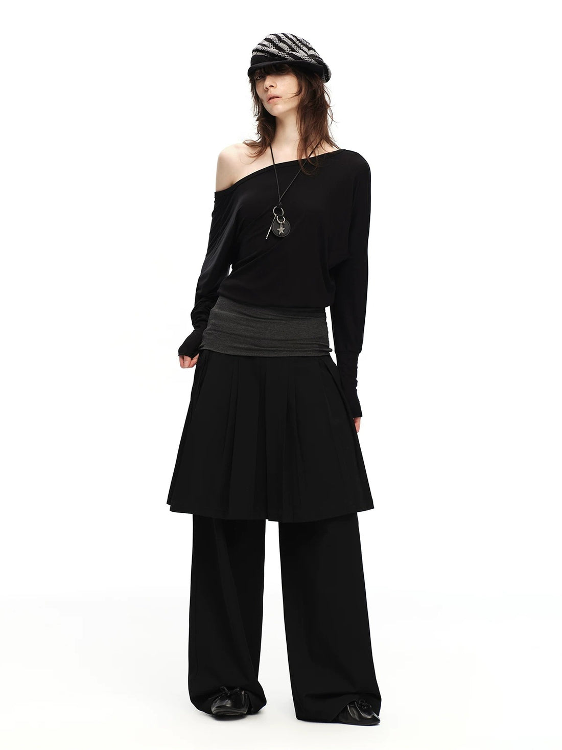 Pleated Skirt Pants