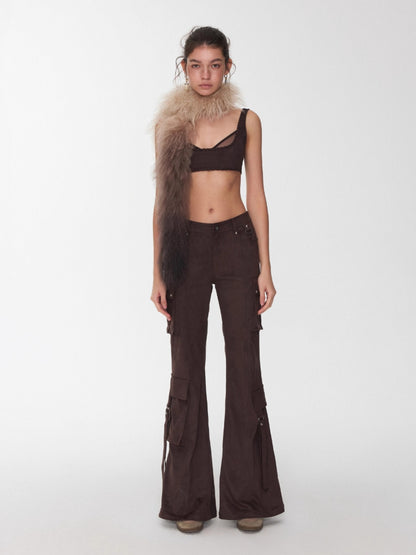 Suede Mesh Lace-Up Bralette